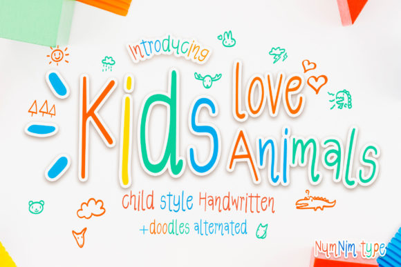 Kids Love Animals Font for Branding